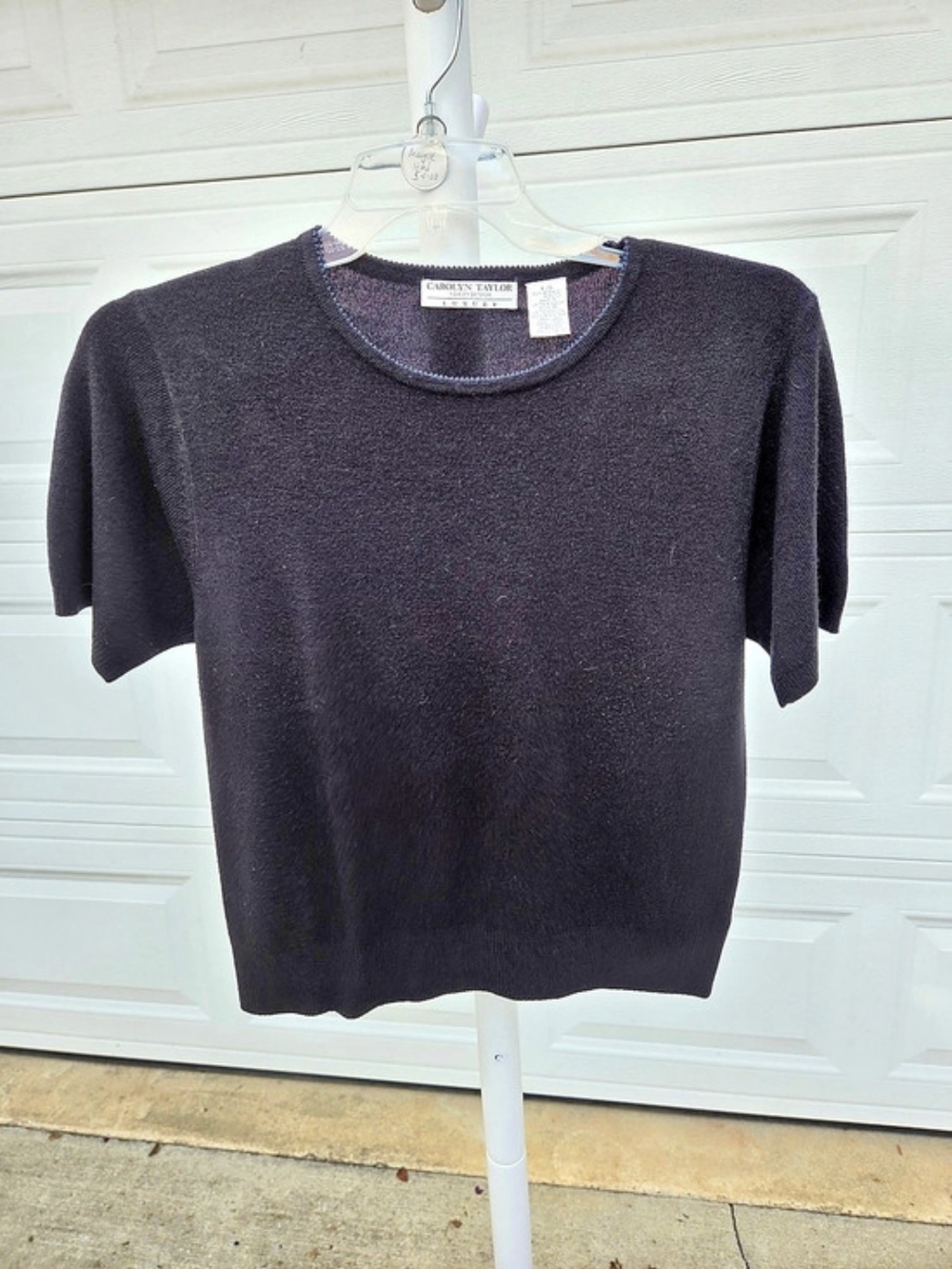 Vintage Carolyn Taylor Short Sleeve Top in Black Large